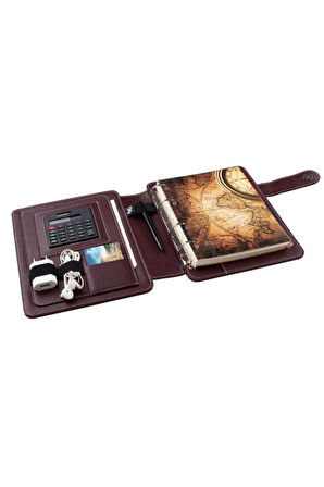 Organizer Ajanda Telefon Kılıflı 15x21 4 Delikli Tarihsiz Çizgili Blok 4 Halkalı Rainbow Vegan 20x26 cm