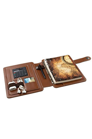 Organizer Ajanda Telefon Kılıflı 15x21 4 Delikli Tarihsiz Çizgili Blok 4 Halkalı Rainbow Vegan 20x26 cm