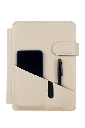 Organizer Ajanda Telefon Kılıflı 15x21 4 Delikli Tarihsiz Çizgili Blok 4 Halkalı Rainbow Vegan 20x26 cm