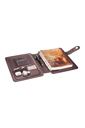 Organizer Ajanda Telefon Kılıflı 15x21 4 Delikli Tarihsiz Kareli Blok 4 Halkalı Rainbow Vegan 20x26 cm