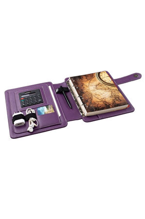 Organizer Ajanda Telefon Kılıflı 15x21 4 Delikli Tarihsiz Kareli Blok 4 Halkalı Rainbow Vegan 20x26 cm