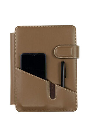 2026 YENİ YIL TARİHLİ GÜNLÜK ÇİZGİLİ 15*21 CM İÇ AJANDALI 4 HALKALI TELEFON KILIFI KAPAKLI DERİ ORGANİZER VİZON