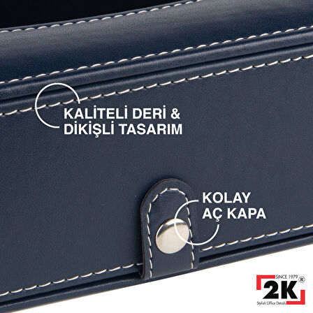 2K Suni Deri Peçetelik Mendil Kutusu 13*24*6 cm. Lacivert