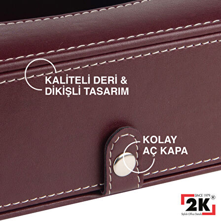 2K Suni Deri Peçetelik Mendil Kutusu 13*24*6 cm. Bordo