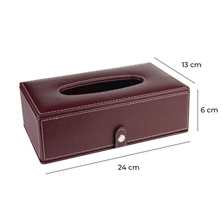 2K Suni Deri Peçetelik Mendil Kutusu 13*24*6 cm. Bordo