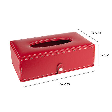 2K Suni Deri Peçetelik Mendil Kutusu 13*24*6 cm. Kırmızı