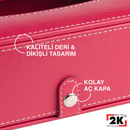 2K Suni Deri Peçetelik Mendil Kutusu 13*24*6 cm. Fuşya