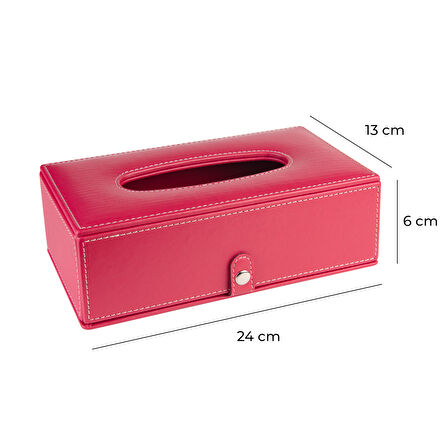 2K Suni Deri Peçetelik Mendil Kutusu 13*24*6 cm. Fuşya