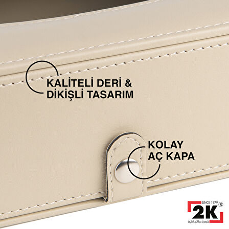 2K Suni Deri Peçetelik Mendil Kutusu 13*24*6 cm. Bej