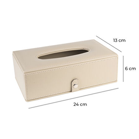 2K Suni Deri Peçetelik Mendil Kutusu 13*24*6 cm. Bej