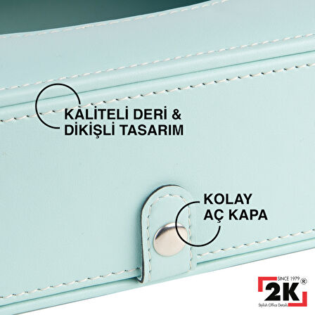 2K Suni Deri Peçetelik Mendil Kutusu 13*24*6 cm. Su Yeşili