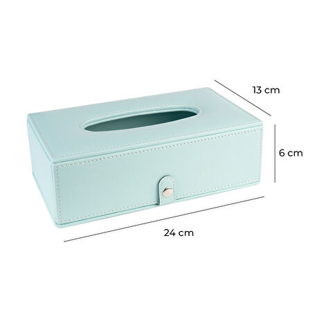 2K Suni Deri Peçetelik Mendil Kutusu 13*24*6 cm. Su Yeşili