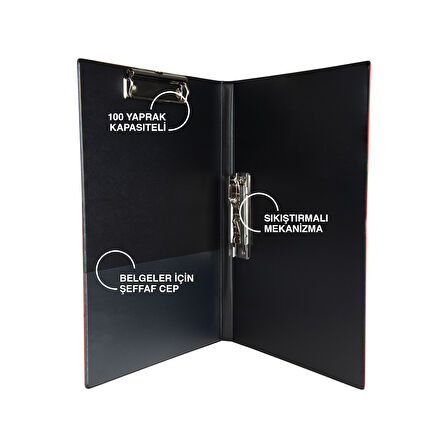 Evrak Sunum Firma Klasörü Sekreterlik Çift Mekanizmalı A4 Ring Binder File 250 Yaprak Kapasiteli 23x31 cm. KIRMIZI