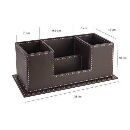 Masaüstü Deri Organizer Kalemlik 4 Gözlü Desktop Organizer Rainbow Vegan 10x12x25 cm.