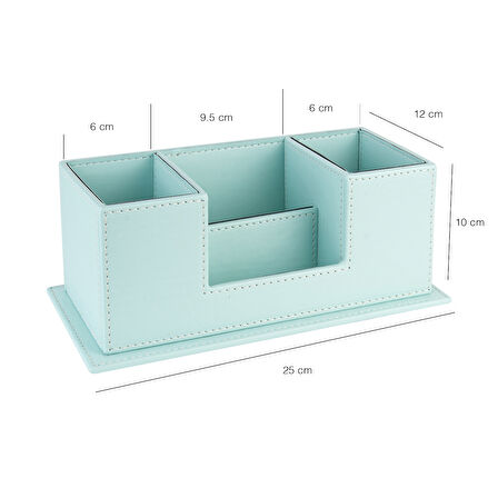 Masaüstü Deri Organizer Kalemlik 4 Gözlü Desktop Organizer Rainbow Vegan 10x12x25 cm.