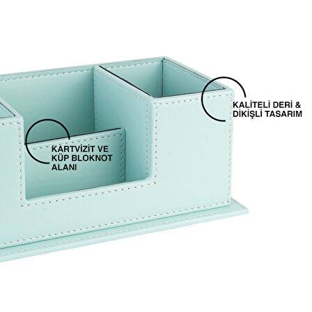Masaüstü Deri Organizer Kalemlik 4 Gözlü Desktop Organizer Rainbow Vegan 10x12x25 cm.