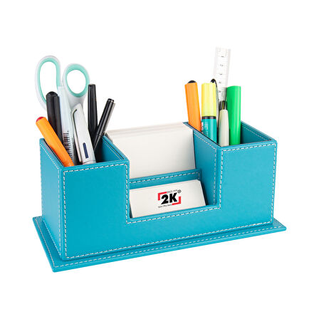 Masaüstü Deri Organizer Kalemlik 4 Gözlü Desktop Organizer Rainbow Vegan 10x12x25 cm.