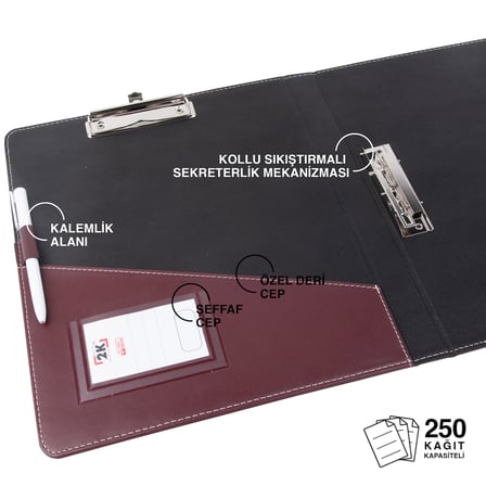 Evrak Sunum Tanıtım Firma Klasörü Sekreterlik A4 150 Yaprak Kapasiteli Ring Binder File Vegan 26,5x32 cm
