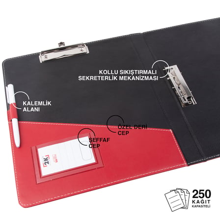 Evrak Sunum Tanıtım Firma Klasörü Sekreterlik A4 150 Yaprak Kapasiteli Ring Binder File Vegan 26,5x32 cm