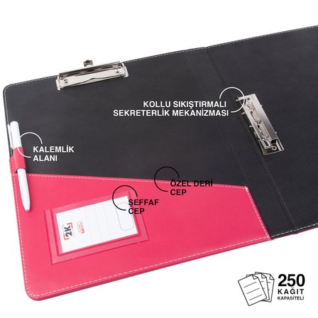 Evrak Sunum Tanıtım Firma Klasörü Sekreterlik A4 150 Yaprak Kapasiteli Ring Binder File Vegan 26,5x32 cm