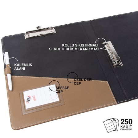 Evrak Sunum Tanıtım Firma Klasörü Sekreterlik A4 150 Yaprak Kapasiteli Ring Binder File Vegan 26,5x32 cm