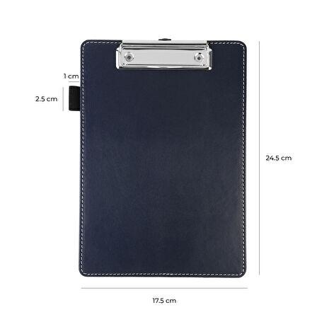 Sekreterlik,A5 Küçük Boy,Kapaksız,A5 Clipboard Vegan Suni Deri,17,5x24,5 cm.,Lacivert