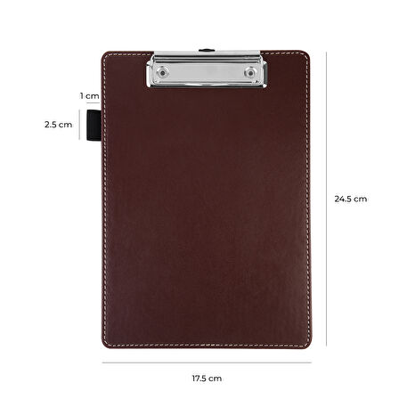 Sekreterlik,A5 Küçük Boy,Kapaksız,A5 Clipboard Vegan Suni Deri,17,5x24,5 cm.,Bordo