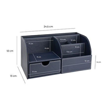 Masaüstü Düzenleyici,Kalemlik,Kumandalık,Küpbloknotluk,Tabletlik,Kitaplık,6 Gözlü,Çekmeceli,Desktop Organizer,Vegan,24,5*13*12