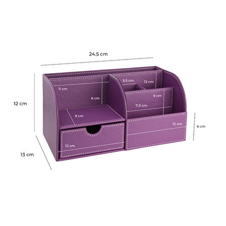 Masaüstü Düzenleyici,Kalemlik,Kumandalık,Küpbloknotluk,Tabletlik,Kitaplık,6 Gözlü,Çekmeceli,Desktop Organizer,Vegan,24,5*13*12