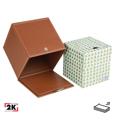 Peçetelik,Butik Kutu Mendil,Kağıt Mendil Muhafaza Kutusu,Vegan Deri,13*13*13 cm. Taba