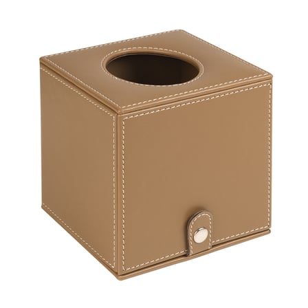 Peçetelik,Butik Kutu Mendil,Kağıt Mendil Muhafaza Kutusu,Vegan Deri,13*13*13 cm. Vizon