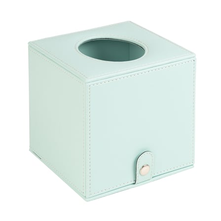 Peçetelik,Butik Kutu Mendil,Kağıt Mendil Muhafaza Kutusu,Vegan Deri,13*13*13 cm. Su Yeşili