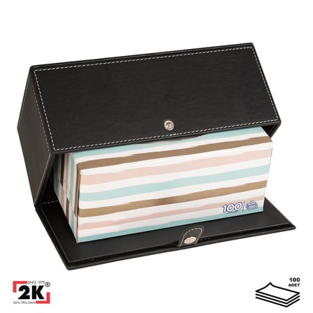 2K Premium Tasarım Vegan Deri Mendil ve Peçete Kutusu Maksi Boy Peçetelik Ofis Ev Hediyelik Masa üstü Aksesuar 24x13x10 cm. Siyah