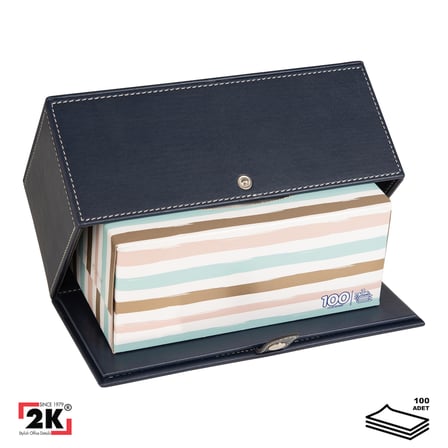 2K Premium Tasarım Vegan Deri Mendil ve Peçete Kutusu Maksi Boy Peçetelik Ofis Ev Hediyelik Masa üstü Aksesuar 24x13x10 cm. Lacivert