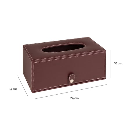 2K Premium Tasarım Vegan Deri Mendil ve Peçete Kutusu Maksi Boy Peçetelik Ofis Ev Hediyelik Masa üstü Aksesuar 24x13x10 cm. Bordo