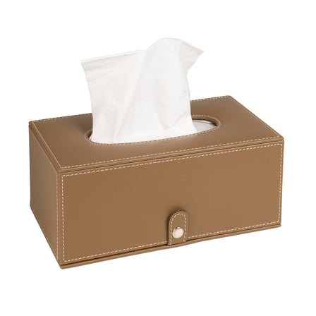 2K Premium Tasarım Vegan Deri Mendil ve Peçete Kutusu Maksi Boy Peçetelik Ofis Ev Hediyelik Masa üstü Aksesuar 24x13x10 cm. Vizon