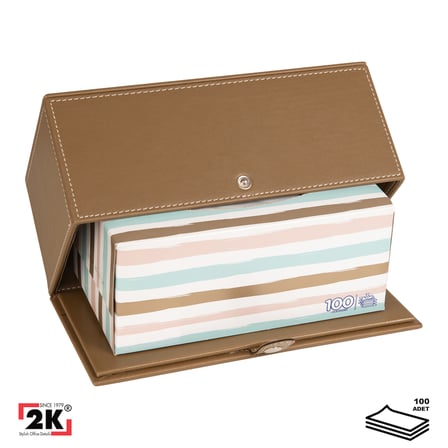 2K Premium Tasarım Vegan Deri Mendil ve Peçete Kutusu Maksi Boy Peçetelik Ofis Ev Hediyelik Masa üstü Aksesuar 24x13x10 cm. Vizon