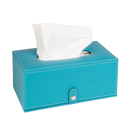 2K Premium Tasarım Vegan Deri Mendil ve Peçete Kutusu Maksi Boy Peçetelik Ofis Ev Hediyelik Masa üstü Aksesuar 24x13x10 cm. Turkuaz
