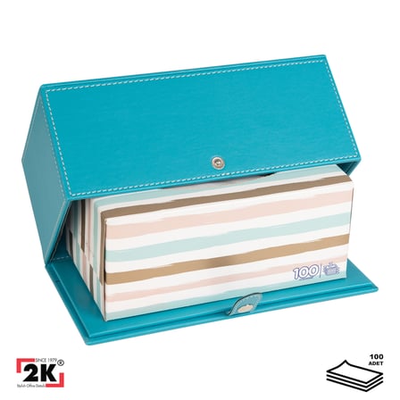 2K Premium Tasarım Vegan Deri Mendil ve Peçete Kutusu Maksi Boy Peçetelik Ofis Ev Hediyelik Masa üstü Aksesuar 24x13x10 cm. Turkuaz