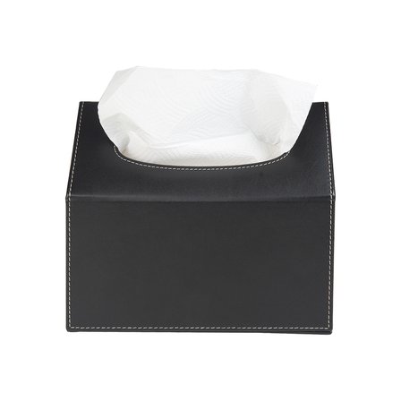 Peçetelik,Çek Al El ve Yüz Havlusu Kutu Mendil,Kağıt Mendil Muhafaza Kutusu,Vegan Deri,9*22*18 cm. Siyah