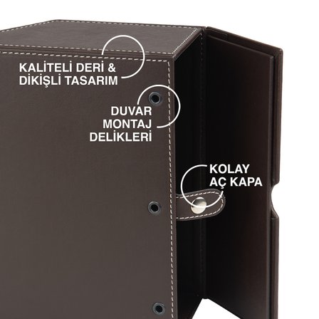 Peçetelik,Çek Al El ve Yüz Havlusu Kutu Mendil,Kağıt Mendil Muhafaza Kutusu,Vegan Deri,9*22*18 cm. Kahverengi