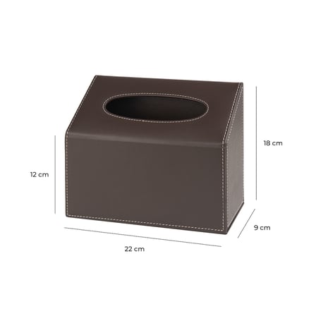 Peçetelik,Çek Al El ve Yüz Havlusu Kutu Mendil,Kağıt Mendil Muhafaza Kutusu,Vegan Deri,9*22*18 cm. Kahverengi