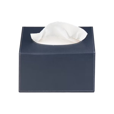 Peçetelik,Çek Al El ve Yüz Havlusu Kutu Mendil,Kağıt Mendil Muhafaza Kutusu,Vegan Deri,9*22*18 cm. Lacivert