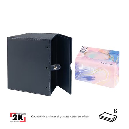 Peçetelik,Çek Al El ve Yüz Havlusu Kutu Mendil,Kağıt Mendil Muhafaza Kutusu,Vegan Deri,9*22*18 cm. Lacivert