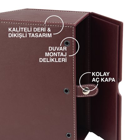 Peçetelik,Çek Al El ve Yüz Havlusu Kutu Mendil,Kağıt Mendil Muhafaza Kutusu,Vegan Deri,9*22*18 cm. Bordo