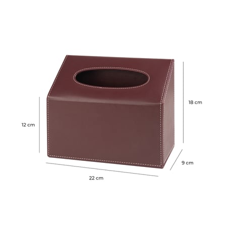 Peçetelik,Çek Al El ve Yüz Havlusu Kutu Mendil,Kağıt Mendil Muhafaza Kutusu,Vegan Deri,9*22*18 cm. Bordo