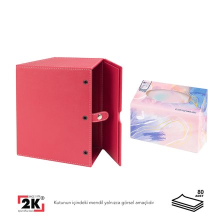 Peçetelik,Çek Al El ve Yüz Havlusu Kutu Mendil,Kağıt Mendil Muhafaza Kutusu,Vegan Deri,9*22*18 cm. Fuşya