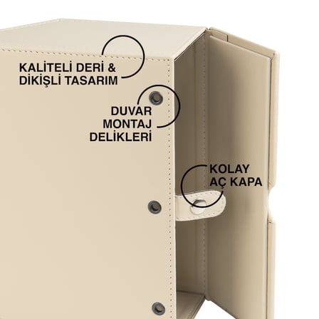 Peçetelik,Çek Al El ve Yüz Havlusu Kutu Mendil,Kağıt Mendil Muhafaza Kutusu,Vegan Deri,9*22*18 cm. Bej