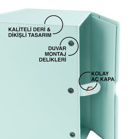 Peçetelik,Çek Al El ve Yüz Havlusu Kutu Mendil,Kağıt Mendil Muhafaza Kutusu,Vegan Deri,9*22*18 cm. Su Yeşili
