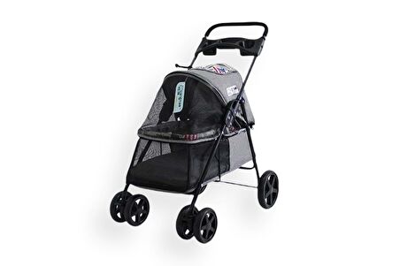 Zampa Tourist Kedi & Köpek Arabası Gri, 46x85x91.5cm